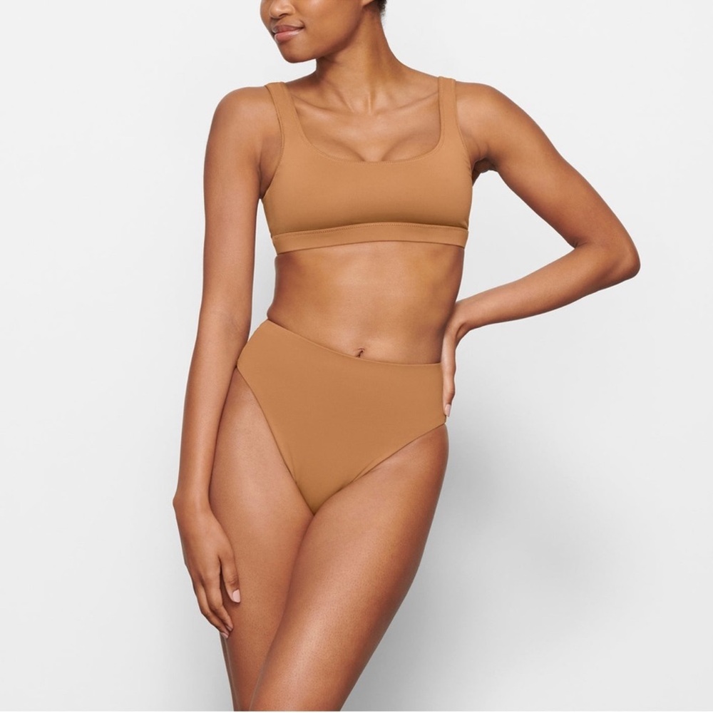 SKIMS | Recycled Swim Mid Coverage Bottom in Almond 4X NWT